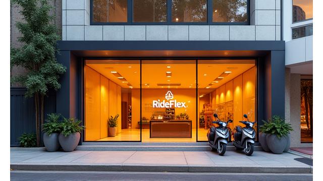 RideFlex Delhi office exterior at Connaught Place, bustling urban environment